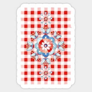 Swedish Folkloric Red Gingham Sticker